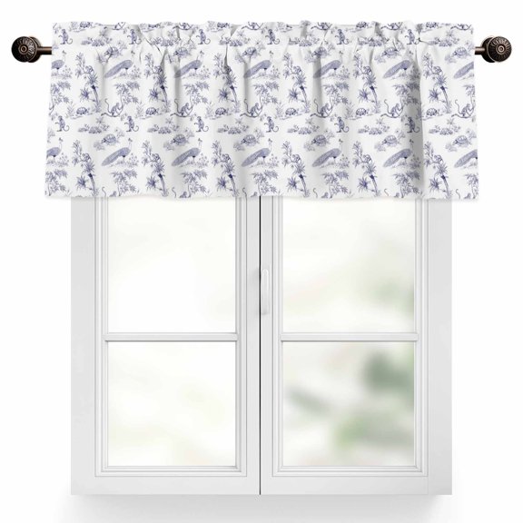 Farmhouse Animals Valances for Windows Rustic Plant Turtles Monkey Silhouette Abstract Tree Valance Curtains Rod Pocket Bathroom Small Window Treatments for Kitchen Living Room Bedroom, 54"x18"