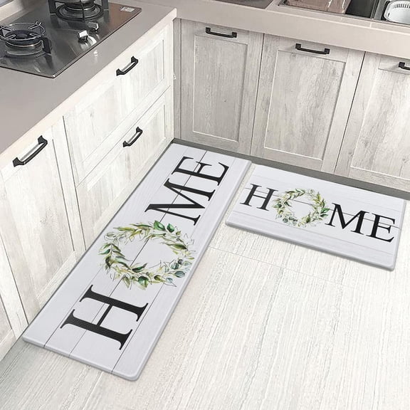 Farmhouse Anti Fatigue Kitchen Mats for Floor 2 Piece Set Cushioned Kitchen Rugs and Mats Non Skid Waterproof Comfort Heavy Duty Kitchen Standing Mat for Bedroom Laundry Room
