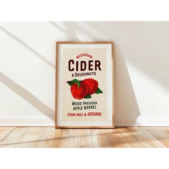 Farmhouse Apple Retro Michigan Kitchen Wall Art Print, Stylish Kitchen And Dining Theme For Kitchen, Dining And Home Decor