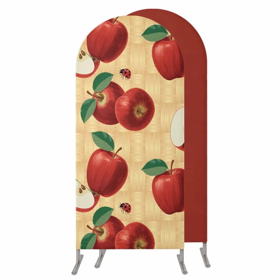Farmhouse Apples Arch Backdrop Cover 4 FT,Spandex Wedding Arch Stand Covers Stretchy Backdrop,Country Tropical Fruits Watercolor Round Top Party Arched Background for Birthday Event Baby Shower Decor