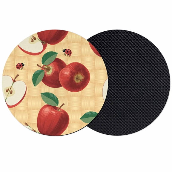 Farmhouse Apples Coasters Set of 2, Absorbent Coasters for Drinks, Country Tropical Fruits Watercolor Coaster for Desk Coffee Table Protection, Home Decor House Warming Gifts 4"
