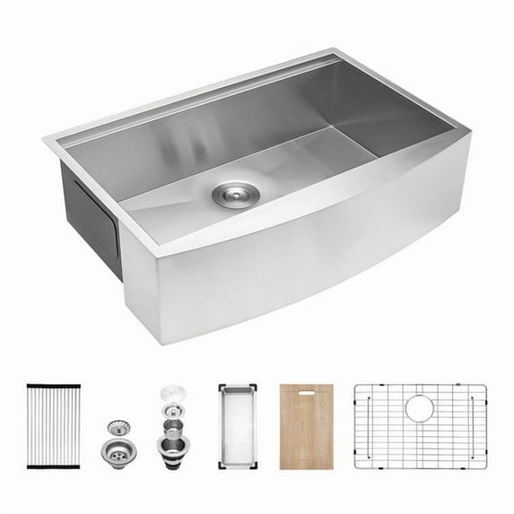 Farmhouse Apron Single Bowl Stainless Steel Kitchen Sink with Workstation
