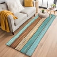 thumbnail image 1 of Farmhouse Aqua Brown Kitchen Runner Rug 2x6 Washable Runners for Hallway Non Slip Vintage Wooden Striped Large Area Rug Indoor Floor Carpet for Bathroom Laundry Entryway Bedroom Living Room, 1 of 8