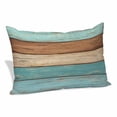 thumbnail image 1 of Farmhouse Aqua Brown Pillow Covers, Linen Long Throw Pillow Case, Vintage Wooden Striped Holiday Pillow Protector Decorative Cushion Cover for Living Room/Bedroom 20" x 30", 1 of 8
