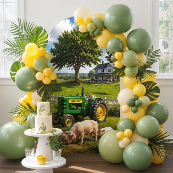 Farmhouse Arch Backdrop Cover 4 FT, Rustic Red Barn Animal Tractor Cow Rural Fence Wedding Arch Cover Stretchy Backdrop Stands Covers for Birthday Party Ceremony Banquet Decor