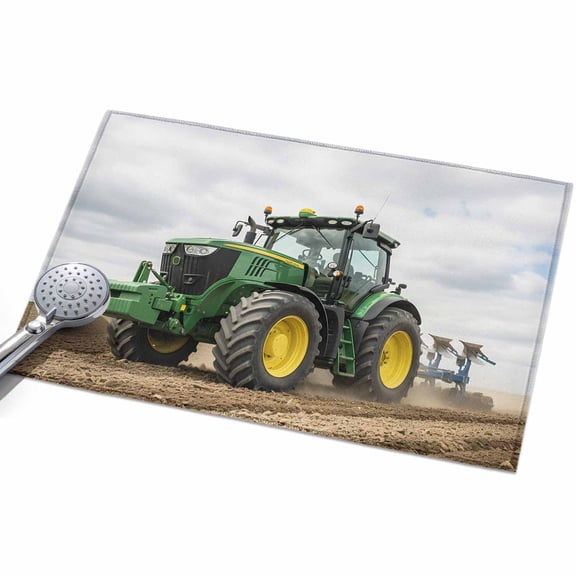 Farmhouse Area Rugs 2x3ft Rustic Country Green Bulldozers Realistic Well Farmland Floor Rug Non Slip Low Pile Ultra Soft Throw Carpet for Entryway Indoor Entrance Kitchen Bathroom