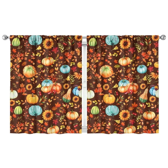 Farmhouse Autumn Curtains 2 Pack Harvest Festival Pumpkin Patch Window Panels
