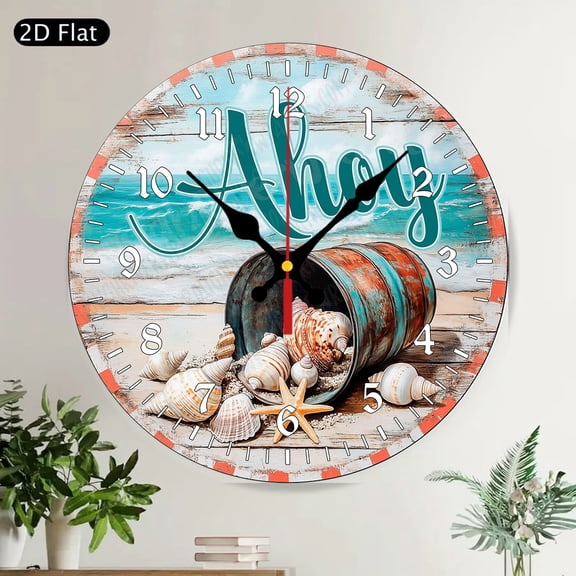 Farmhouse Autumn Welcome Round Wall Clock, Rustic Pumpkin Tractor Harvest Home Decor, Silent Non-Ticking