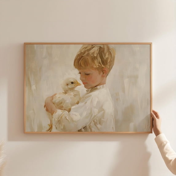 Farmhouse Baby Chick Vintage Poster, Unframed Size 8x12