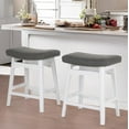 Farmhouse Bar Stools Wood Bartools with Upholstered Saddle Seat 24