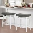 Farmhouse Bar Stools Wood Bartools with Upholstered Saddle Seat 24