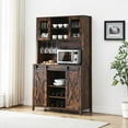 thumbnail image 1 of Farmhouse Bar Wine Cabinet with Sliding Barn Doors, Coffee Liquor Cabinets with Storage Shelves and Glasses Rack for Kitchen, Dining Room, 1 of 9