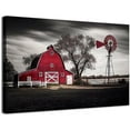 thumbnail image 1 of Farmhouse Barn Canvas Wall Art Red Black Windmill Pictures Kitchen Wall Decor Rustic Country Old Farm Painting Vintage Nature Landscape Poster Artworks for Living Room Bedroom Home Decorations 12x16", 1 of 6