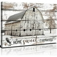 thumbnail image 1 of Farmhouse Barn Canvas Wall Art Rustic Barn Pictures Wall Decor for Kitchen Living Room Cabin Home Decor Vintage Old White Barn Painting Sweet Home Signs Poster Artwork Decorations 12x16\u201d, 1 of 6