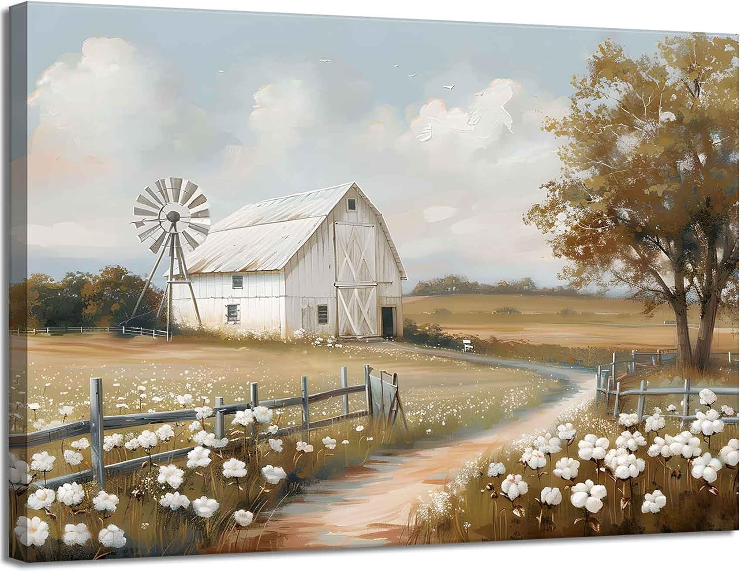 Farmhouse Barn Canvas Wall Art Rustic Farm Nature landscape Decor ...