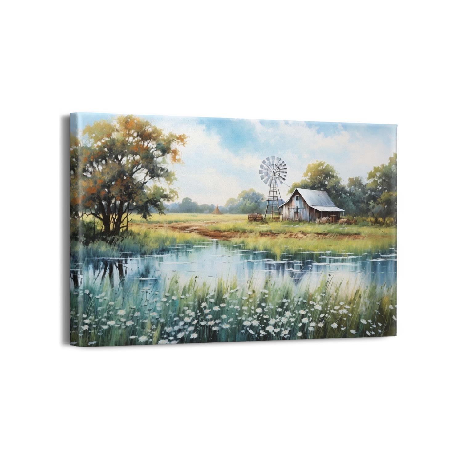 Farmhouse Barn Canvas Wall Art Rustic Old Barn Pictures Wall Decor Country Old Truck Painting