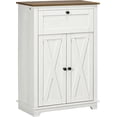 thumbnail image 1 of Farmhouse Barn Door Accent Cabinet, Kitchen Sideboard Storage Cabinet with Double Doors, Drawer, and Adjustable Shelf for Bedroom, Living Room, White, 1 of 6