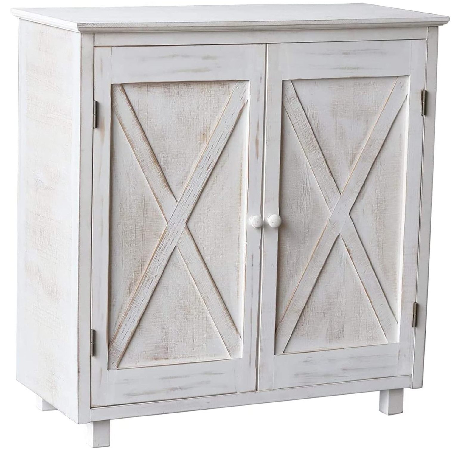 Farmhouse Barn Door Accent Wood Storage Entryway Bar Storage Table, Country Style