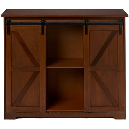 Farmhouse Barn Door Wood Accent Cabinet – Buffet, Entryway Table, Kitchen Storage