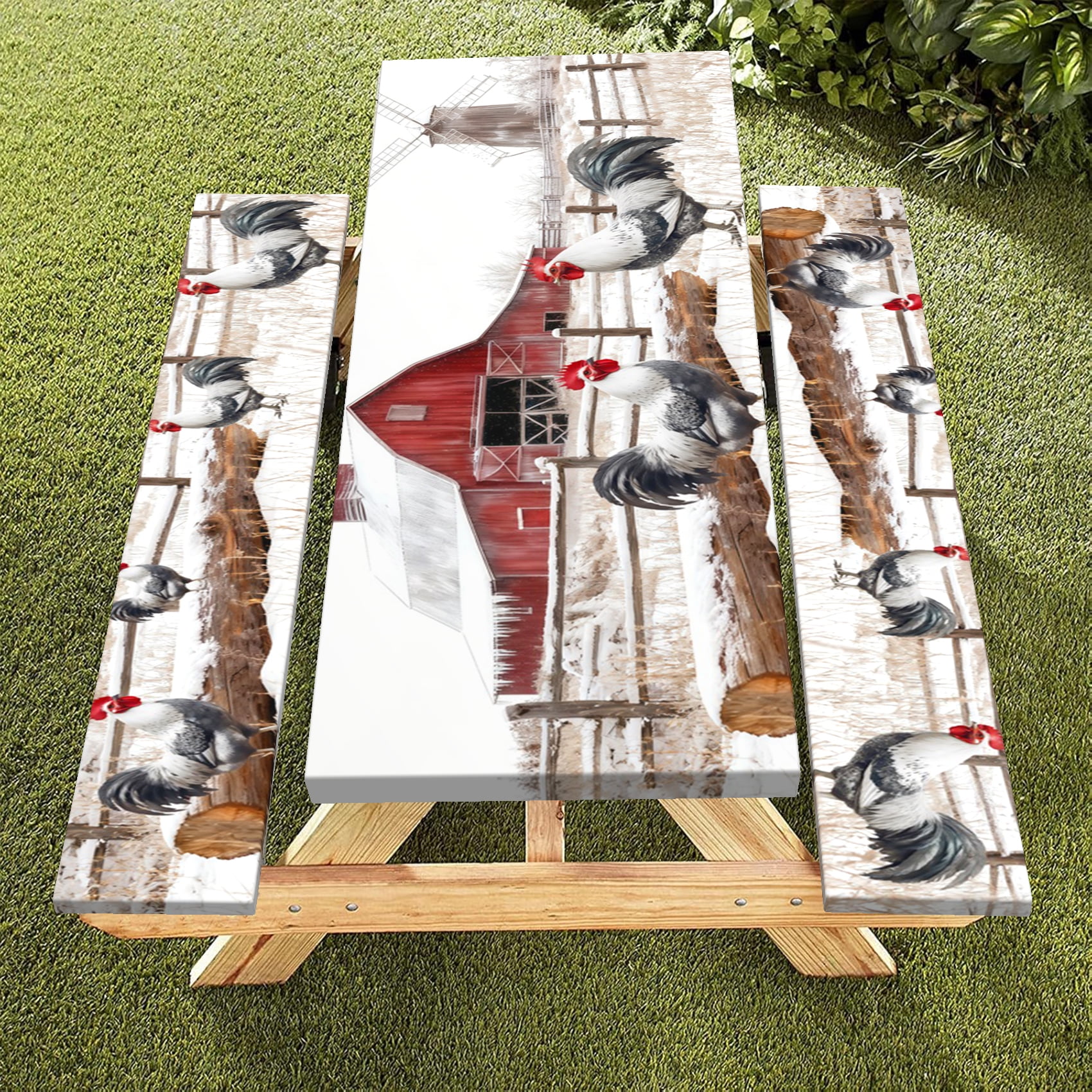 Farmhouse Barn Picnic Table Cover with Bench Covers,Fits for Table 30 ...