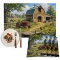 thumbnail image 1 of Farmhouse Barn Placemats Set of 4, Farm Countryside Landscape Washable Wipeable Table Mats for Dining Tables, Indoor Outdoor Kitchen Place Mats for Holiday Party Table Decor, 1 of 9