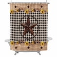 thumbnail image 1 of Farmhouse Barn Star Shower Curtain Set with Hooks, Vintage Wood Texture Sunflower Waterproof Fabric Bathroom Curtains Decor Home Accessories,72 X 72 Inch Long, 1 of 9