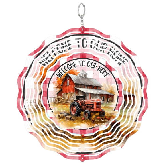 Farmhouse Barn Tractor Welcome 3D Wind Spinner, Sublimation Design, Rustic Country Home Gift