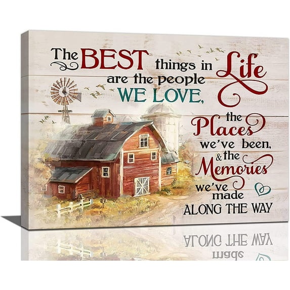 Farmhouse Barn Wall Art Rustic Barn cross Wall Decor Life Quotes Country Pictures Canvas Prints Framed Modern Artwork for Home Living Room Bedroom Bathroom 16"x12"