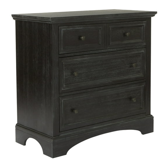 Farmhouse Basics 3 Drawer Chest in Rustic Black by OSP Home Furnishings