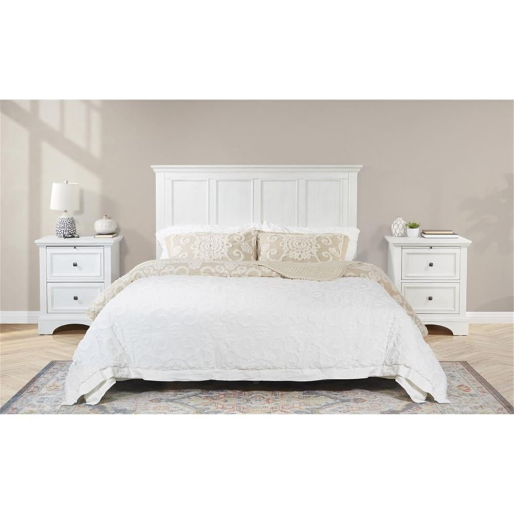 Rustic White Queen Panel Headboard 3-Piece Bedroom Set