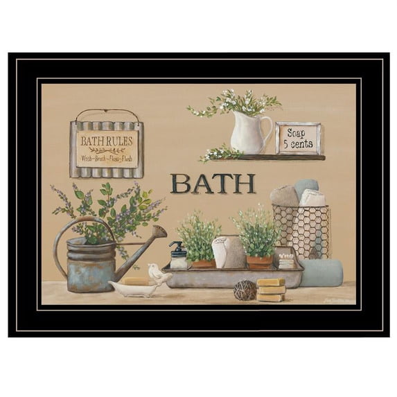 TrendyDecor4U Farmhouse Bath II By Pam Britton Framed Print BR466-704G