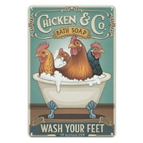 Farmhouse Bath Tin Sign 8X12IN Rustic Metal Wall Art for Country Bathroom, Hen House & Vintage Farm Decor