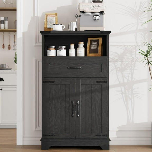 Farmhouse Bathroom Cabinet, Bathroom Storage Cabinet for Kitchen, Living Room, Entryway, Black