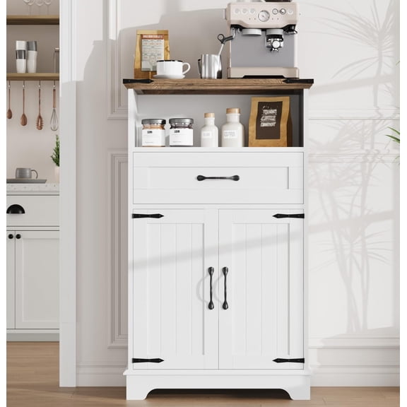Farmhouse Bathroom Cabinet, Bathroom Storage Cabinet for Kitchen, Living Room, Entryway, White