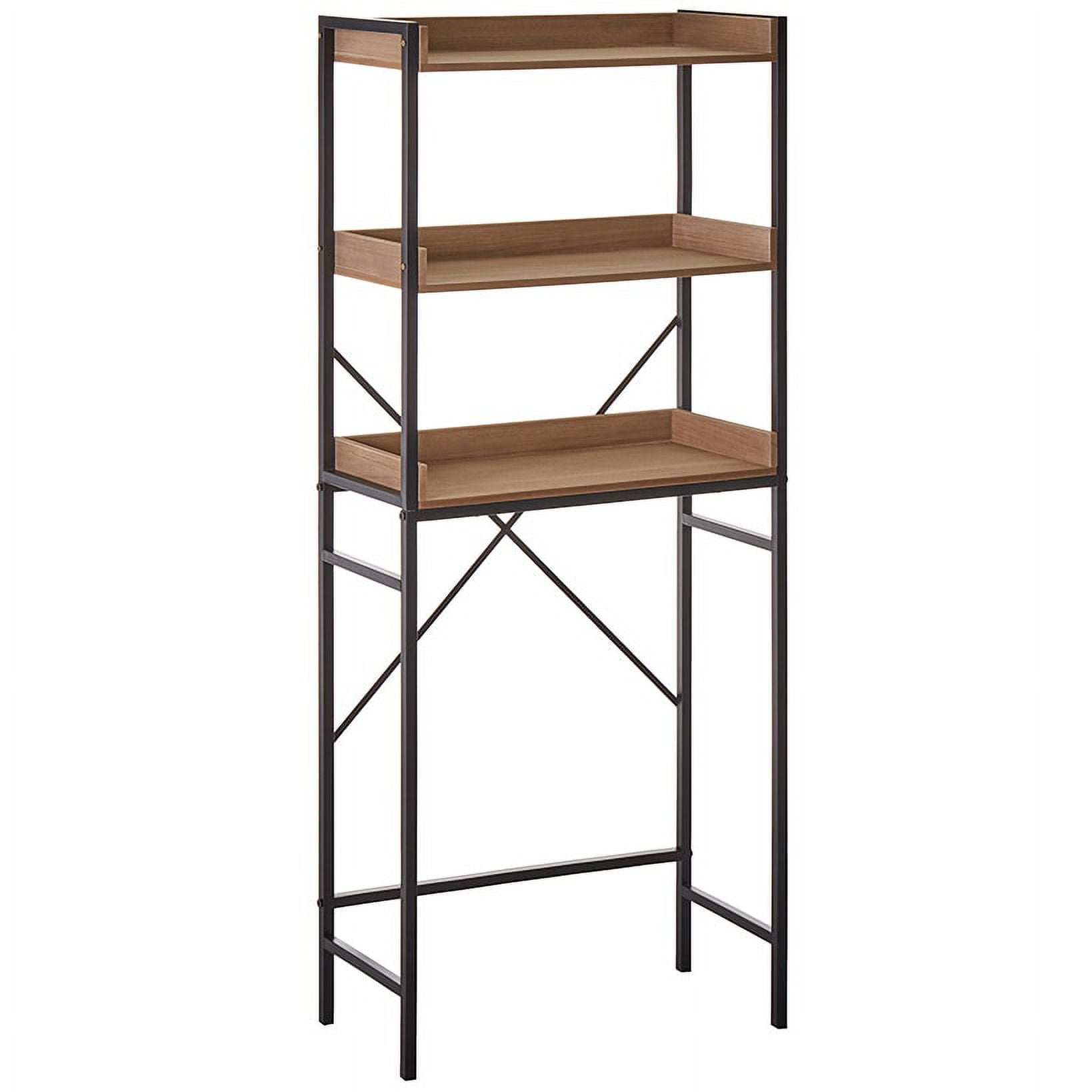 Natural MDF and Iron Over-the-Toilet Storage Tower