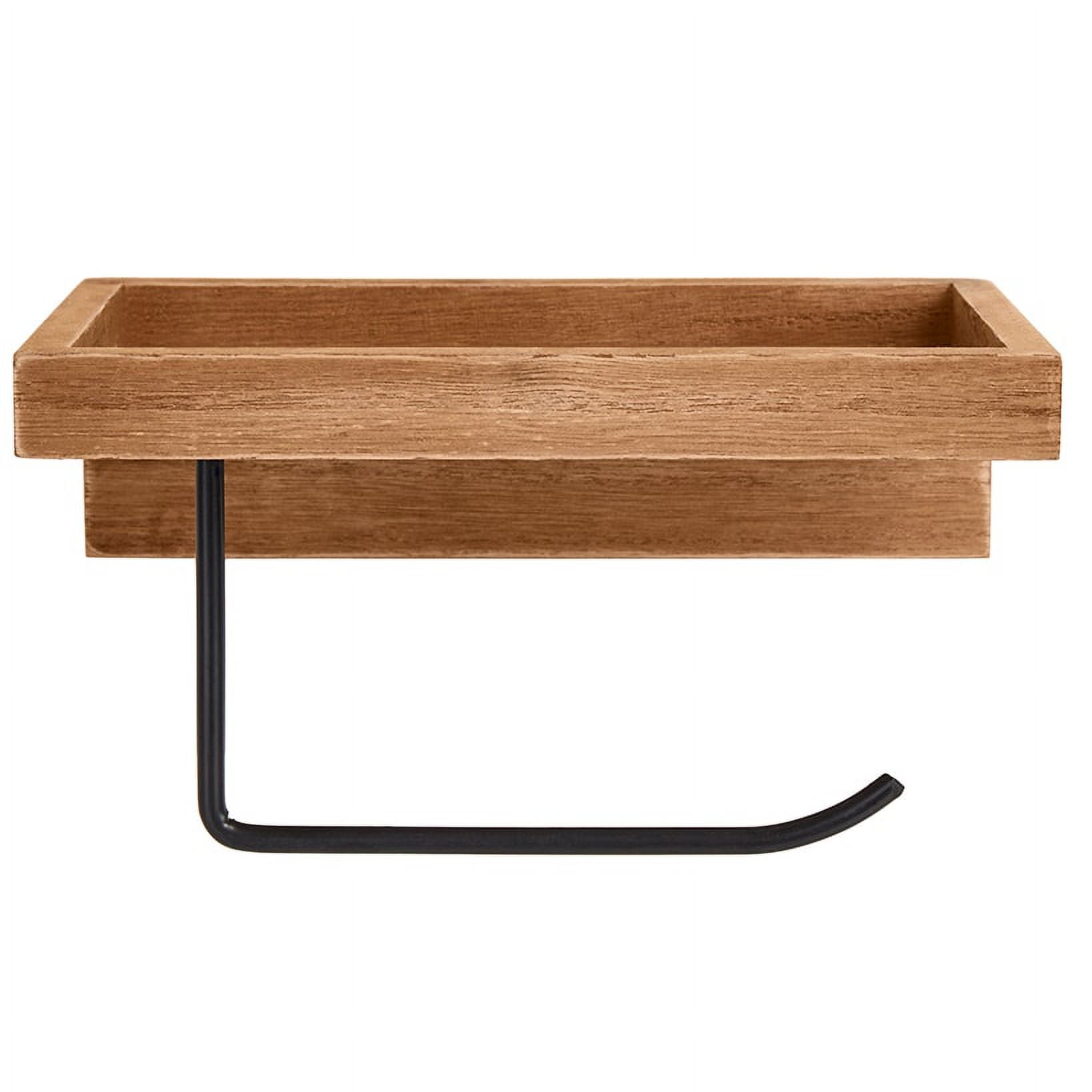 Natural MDF and Iron Farmhouse Toilet Tissue Holder