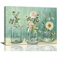 thumbnail image 1 of Farmhouse Bathroom Decor Flower Wall Art Rustic Butterfly White Floral Pictures Wall Decor Relax Soak Unwind Bathroom Sign Canvas Painting Prints Artwork Home Decorations Framed for Bedroom 12inx16in, 1 of 6