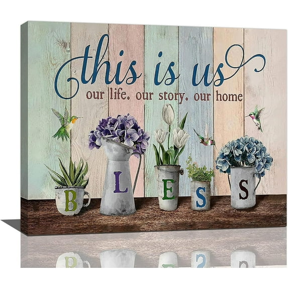 Farmhouse Bathroom Decor Rustic Floral Wall Art Bathroom Pictures Country Canvas Print Modern Artwork For Bathroom Living Room Bedroom Framed 20"x16"