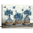 thumbnail image 1 of Farmhouse Bathroom Decor Wall Art Blue Hydrangea Bathroom Pictures for Wall Rustic Country Bathroom Canvas Prints Bathroom Sign Artwork Modern Home Decor for Bathroom Framed Ready to Hang 12"x16", 1 of 6
