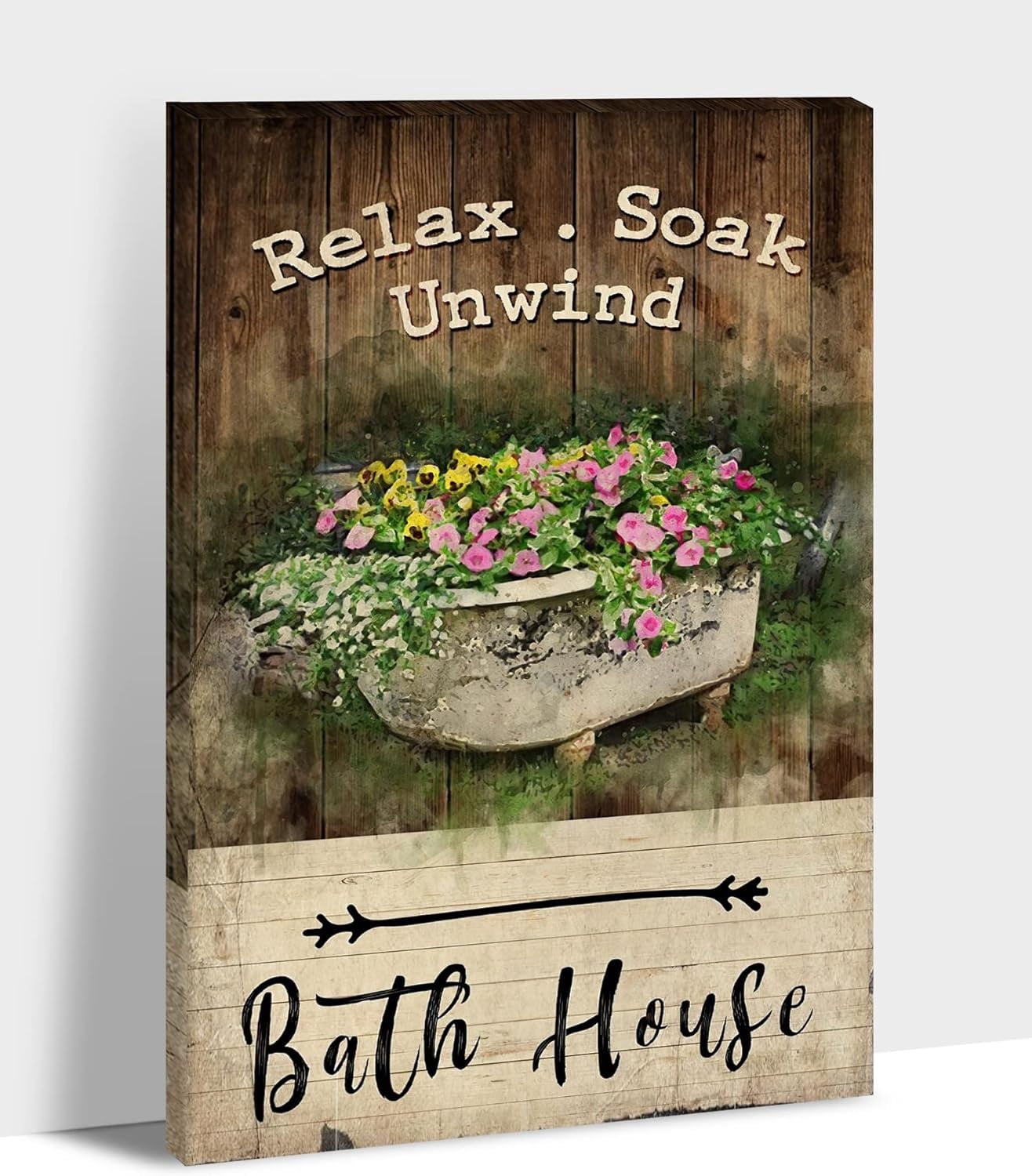 Farmhouse Bathroom Decor Wall Art - Funny Bath House Signs Canvas Print ...