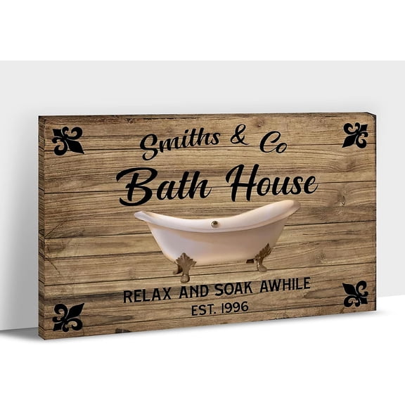 Farmhouse Bathroom Decor Wall Art - Funny Bathroom Signs Canvas Print Pictures For Rustic Home Decor, Rustic Style Painting, Framed Poster Bath House Tub For Country Room Wall Decoration 12x18 Inches