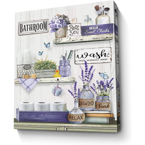 Farmhouse Bathroom Decor Wall Art Navy Blue Bathroom Rustic Picture Country Wall Decor Painting Framed Modern Artwork for Bedroom Bathroom Office Home Decor 12x16 inch