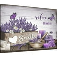 thumbnail image 1 of Farmhouse Bathroom Decor Wall Art Purple Lavender Picture Wall Decor Relax Soak Unwind Bathroom Sign Canvas Painting Prints Artwork Home Decorations Framed for Bedroom 12inx16in, 1 of 6