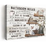 Farmhouse Bathroom Decor Wall Art Rustic Flower and Butterfly Bathroom Pictures Canvas Print Bathroom Wall Decor Country