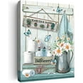 thumbnail image 1 of Farmhouse Bathroom Decor Wall Art Rustic Flower and Butterfly Bathroom Pictures Canvas Print Teal Country Bathroom Wall Decor Vintage Bathroom Wall Art Framed Ready To Hang 12"x16", 1 of 6