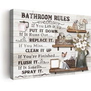 Farmhouse Bathroom Decor Wall Art Rustic Flower and Butterfly Bathrooms Pictures Canvas Print Bathrooms Wall Decor Country Bathroom Wall Art Framed Ready To Han