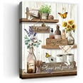 thumbnail image 1 of Farmhouse Bathroom Decor Wall Art Rustic Flower and Butterfly Bathroom Pictures Canvas Print Country Bathroom Wall Decor Unwind Bathroom Wall Art Framed Ready To Hang 8"x10", 1 of 6