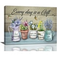 Farmhouse Bathroom Decor Wall Art Rustic Lavender Tulip Flower Picture