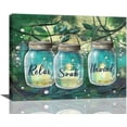 thumbnail image 1 of Farmhouse Bathroom Decor Wall Art Rustic Mason Jar Forest Firefly Green Leaf Tree Pictures Wall Decor Relax Soak Unwind Sign Canvas Painting Prints Artwork Decorations Framed for Bathroom 20"x16", 1 of 6