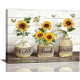 thumbnail image 1 of Farmhouse Bathroom Decor Wall Art Rustic Sunflower Bathroom Pictures Canvas Print Country Bathroom Painting Prints Wall Decor Framed Artwork Decor for Living Room Bathroom 12"x16", 1 of 6
